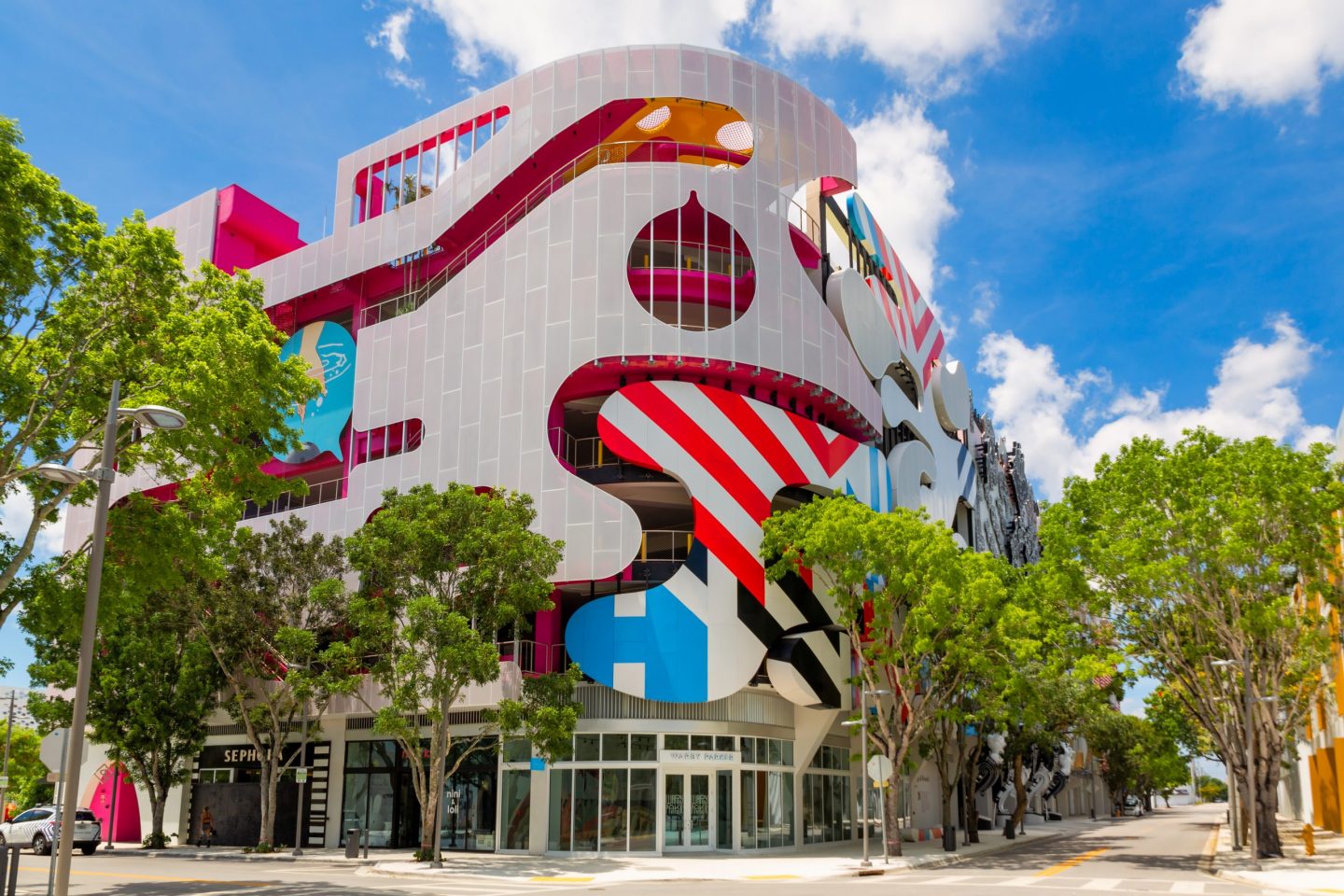 Miami, Florida/USA - May 02, 2020: Museum Parking garage in the heart of the Miami Design District.